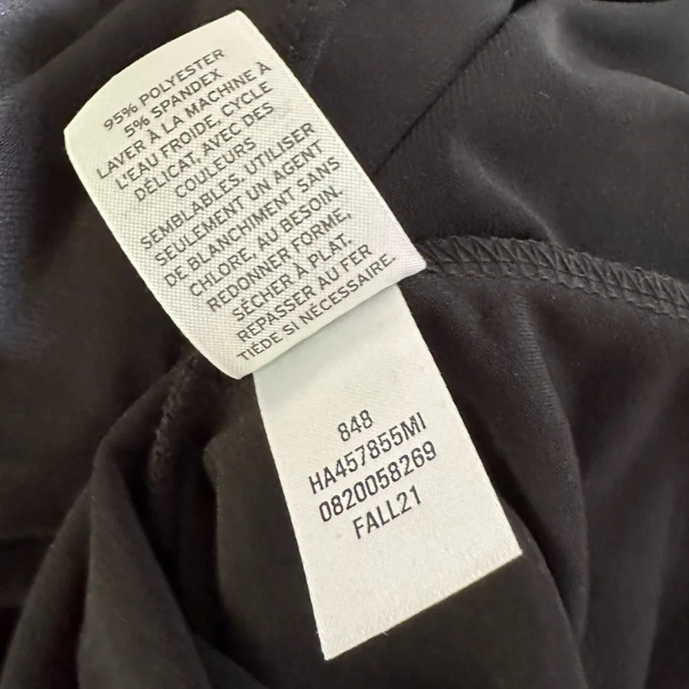 Halogen Black Jersey Stretch Knit Long Sleeve Double Scoop Bodysuit Size M - Picture 10 of 10